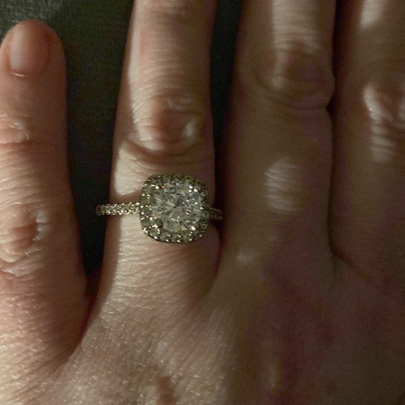 Silver square CZ engagement/cocktail/promise ring - Picture 6 of 7